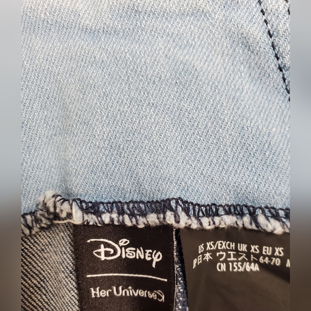 Her Universe Disney Parks Mickey Mouse Strech Denim Blue Overall Mini Dress SzXS - Picture 10 of 13
